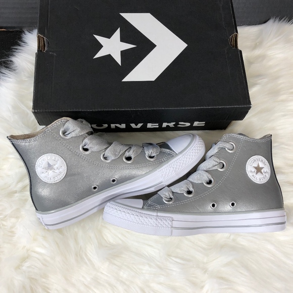 Converse Shoes - Converse All Star High Top Silver Metallic Shoes 6